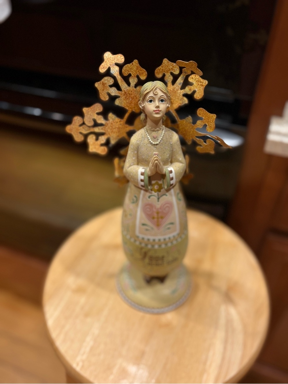 Decorative Gold and Cream Praying Angel Figurine -“Love never fails”